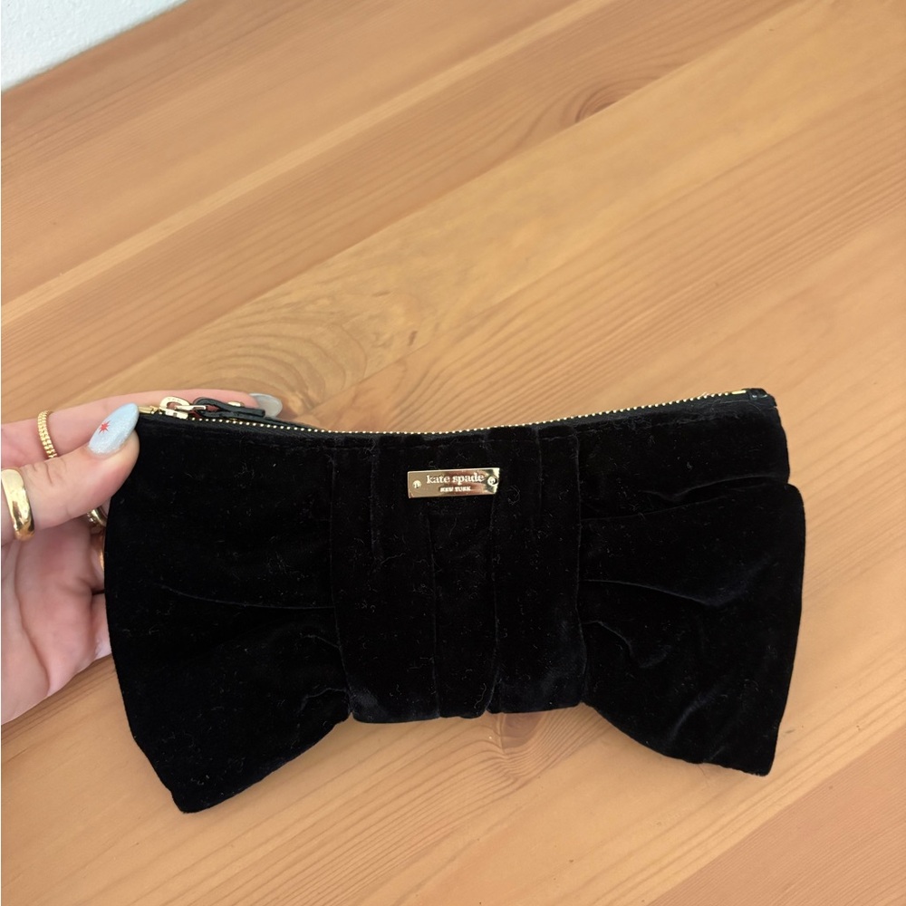 Kate Spade Black Velvet Bow Wallet